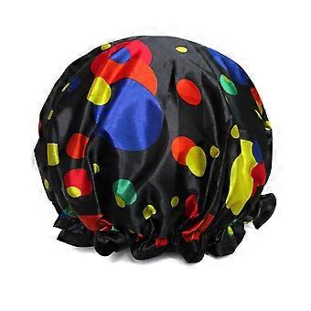 Waterproof Shower Cap for Women Long Hair, Double Layer Bath Cap with Secure Elastic Fit