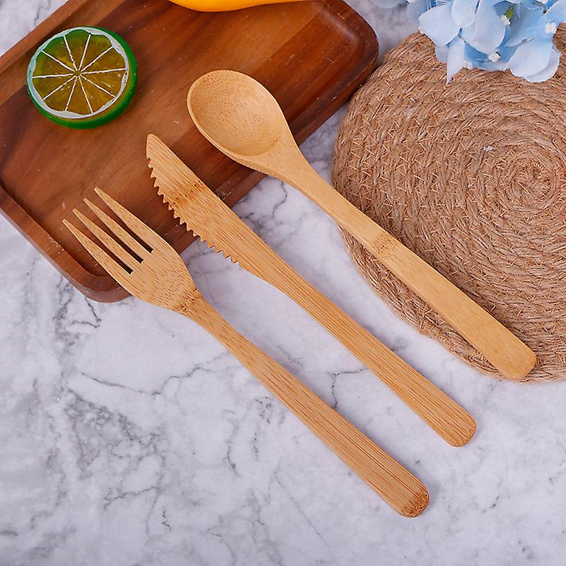 1set Bamboo Travel Cutlery Set Fork Cutter Spoon Reusable Kitchen Tool