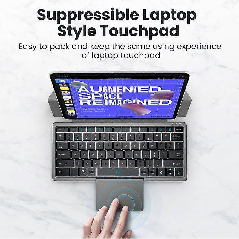 Multi-Device Foldable Bluetooth Keyboard with Touchpad Rechargeable Wireless Keyboard with Touchpad Foldable Case for Ipad PC