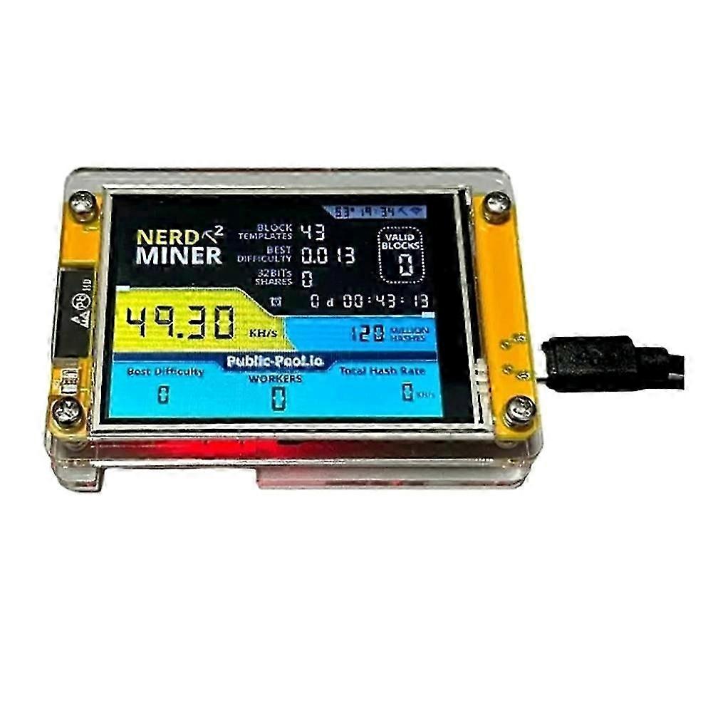 Nerdminer V3 de 2,8 polegadas para mineração solo de criptomoedas, ideal para jogos de loteria e Bitcoin.
