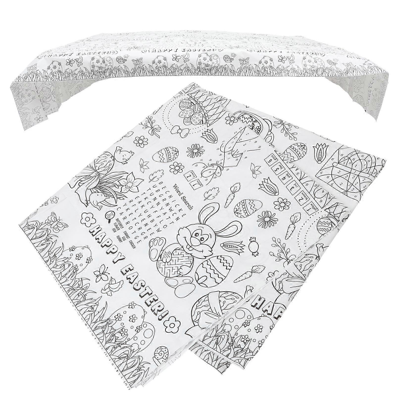 Easter Coloring Tablecloth Happy Easter Rectangle Paper Table Cloth Easter Holiday Party Decor
