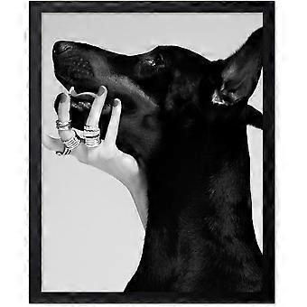 Quebra-cabeças de madeira com dobermann preto