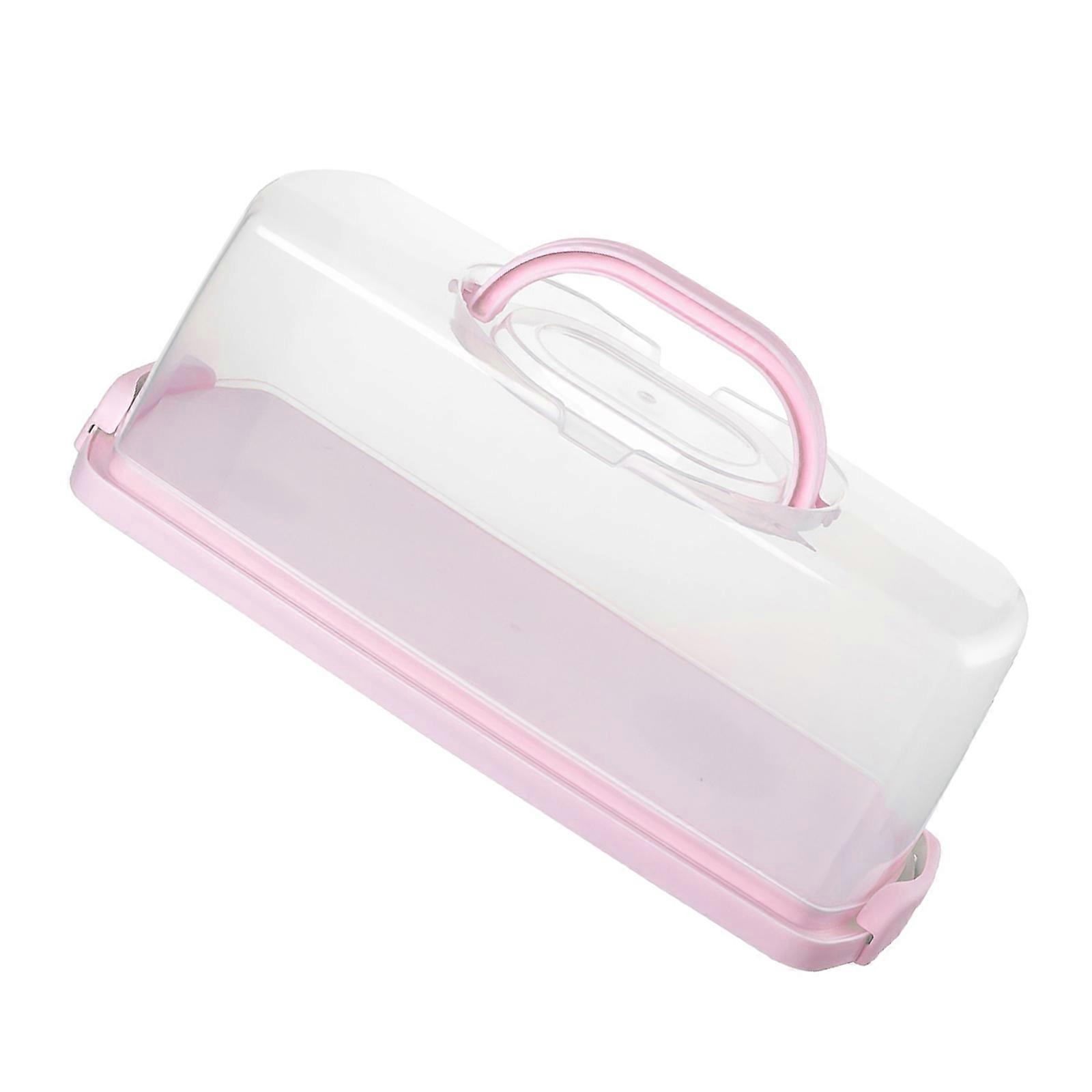 Portable Cake Box Toast Bread Wrapping Box Plastic Bread Container (Pink)