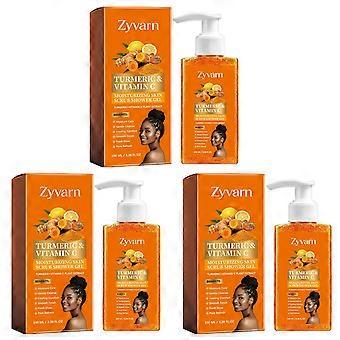 Turmeric Vitamin C Exfoliating Scrub Shower Gel, Moisturizing Skin Brightening Body Wash, Gentle Clean Pores Refreshing Bath Wash 100ml