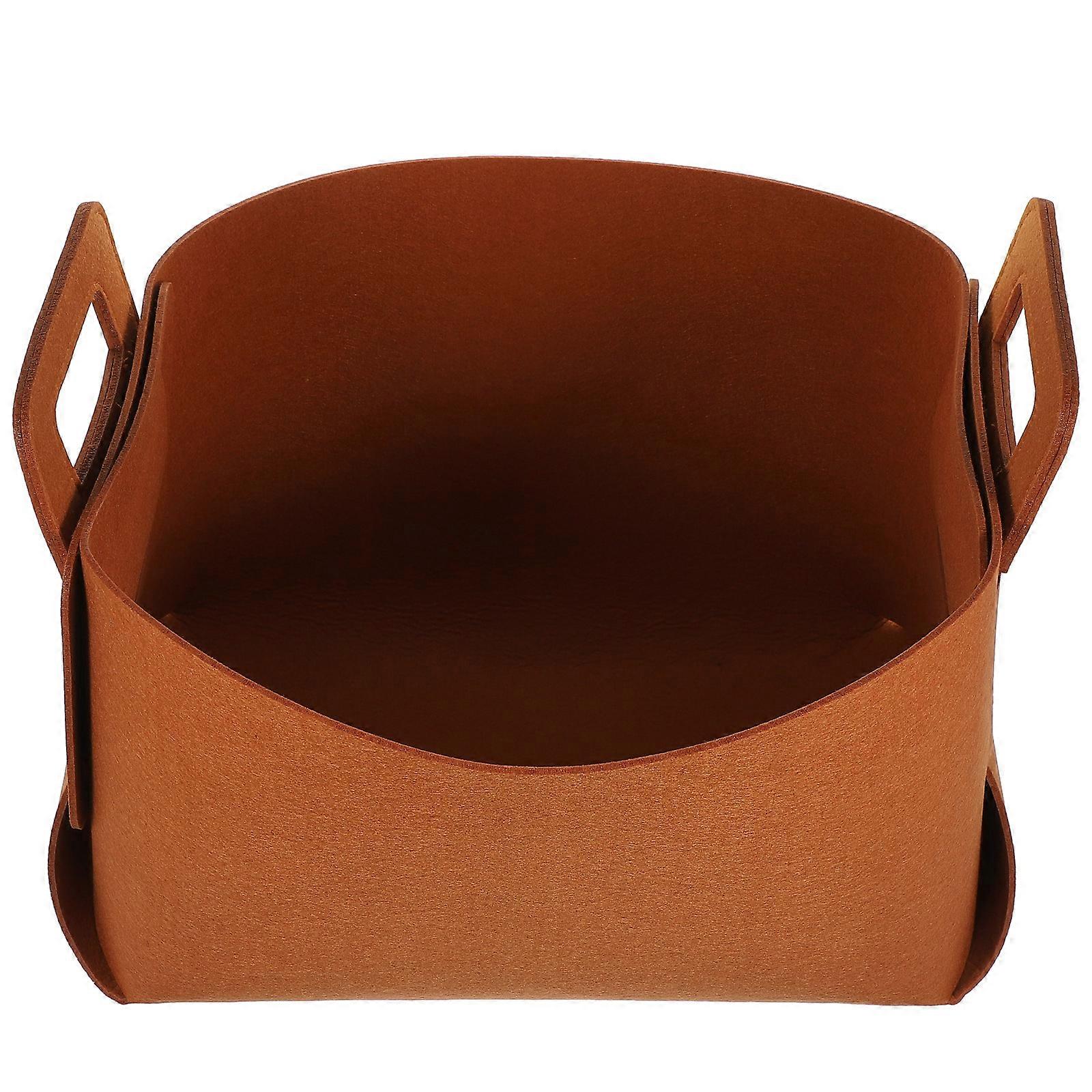 Laundry Basket Brown Polyester Foldable Hamper for Household Storage