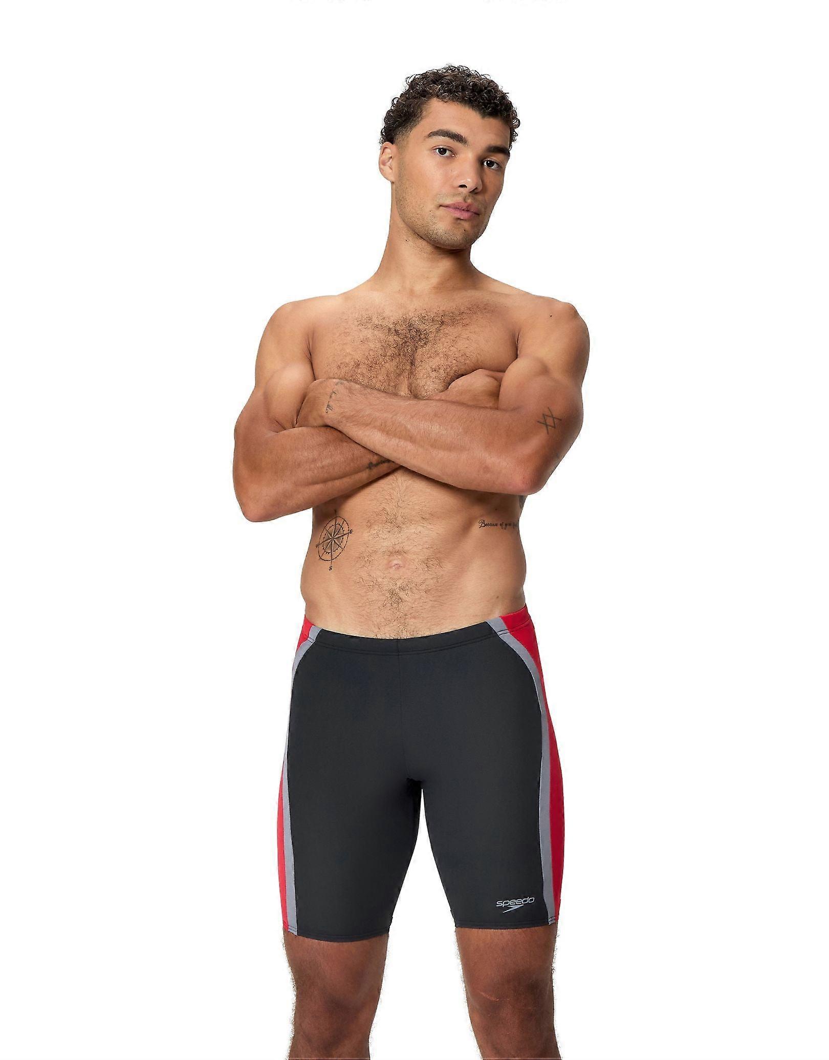 Speedo Solid Splice Swim Jammer - czarno-czerwony