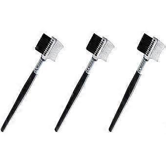Double-sides Brush Eyebrow Comb Brush Eyelash Brush Eyebrow/lash Groomer Makeup Toolblack3 Pieces