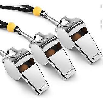 3 pcs Whistle for Coaches, Metal Whistle Sports Whistle with Lanyard, Loud Crisp Sound Whistles for Referees, Coaches, Teachers, Polices, Training, Ou