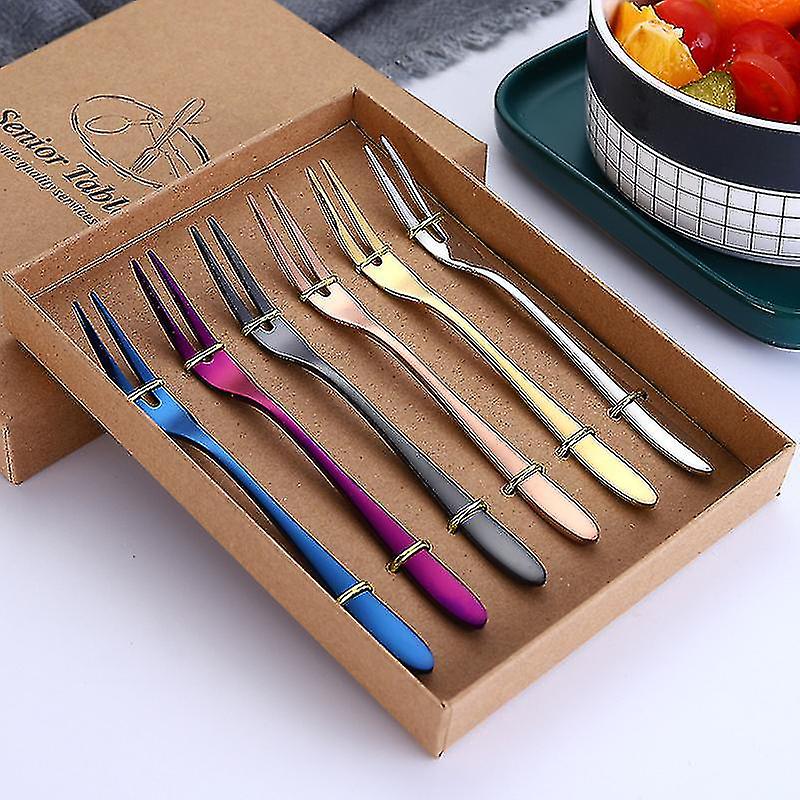 6 Forks Color Cake Fork Mini Fork Tw