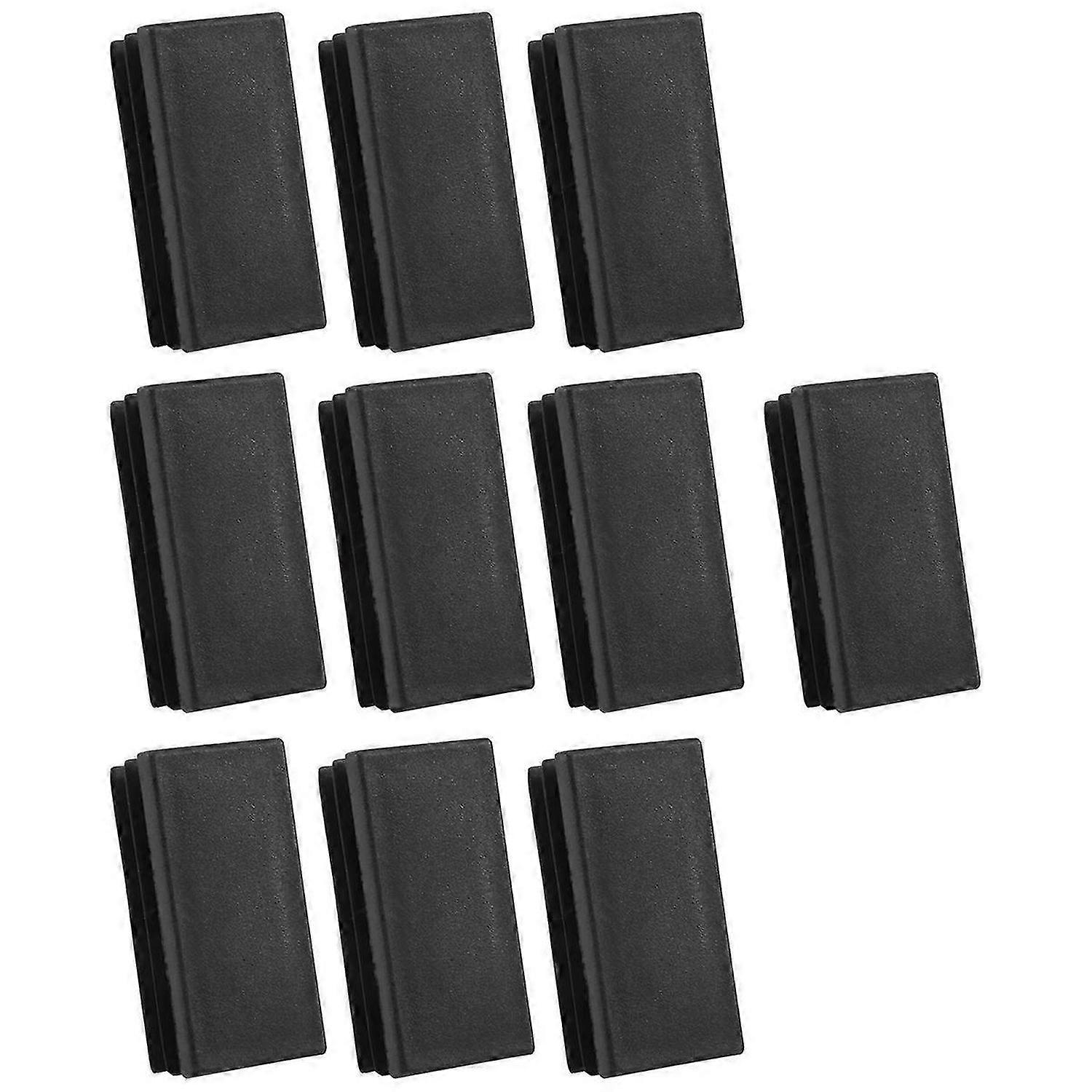 Plastic Rectangle Tube Inserts End Blanking Cap 25x50mm 10 Pcs Black