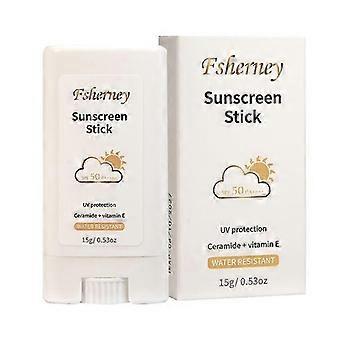 Protetor solar em bastão Fsherney FPS 50 PA++++ 100% mineral, proteção de amplo espectro com ceramidas e vitamina E, resistente à água, sem fragrância e sem óleo, 15g/
