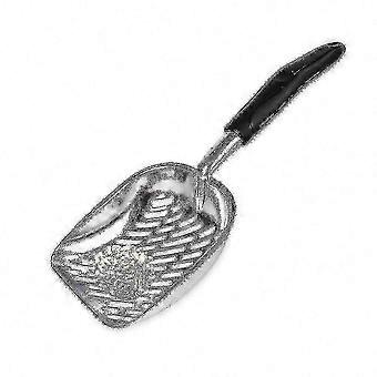 Metal Cat Litter Scoop 34.5x14.4cm Aluminum Alloy Sifting Shovel for Home Pet Waste Cleaning Black