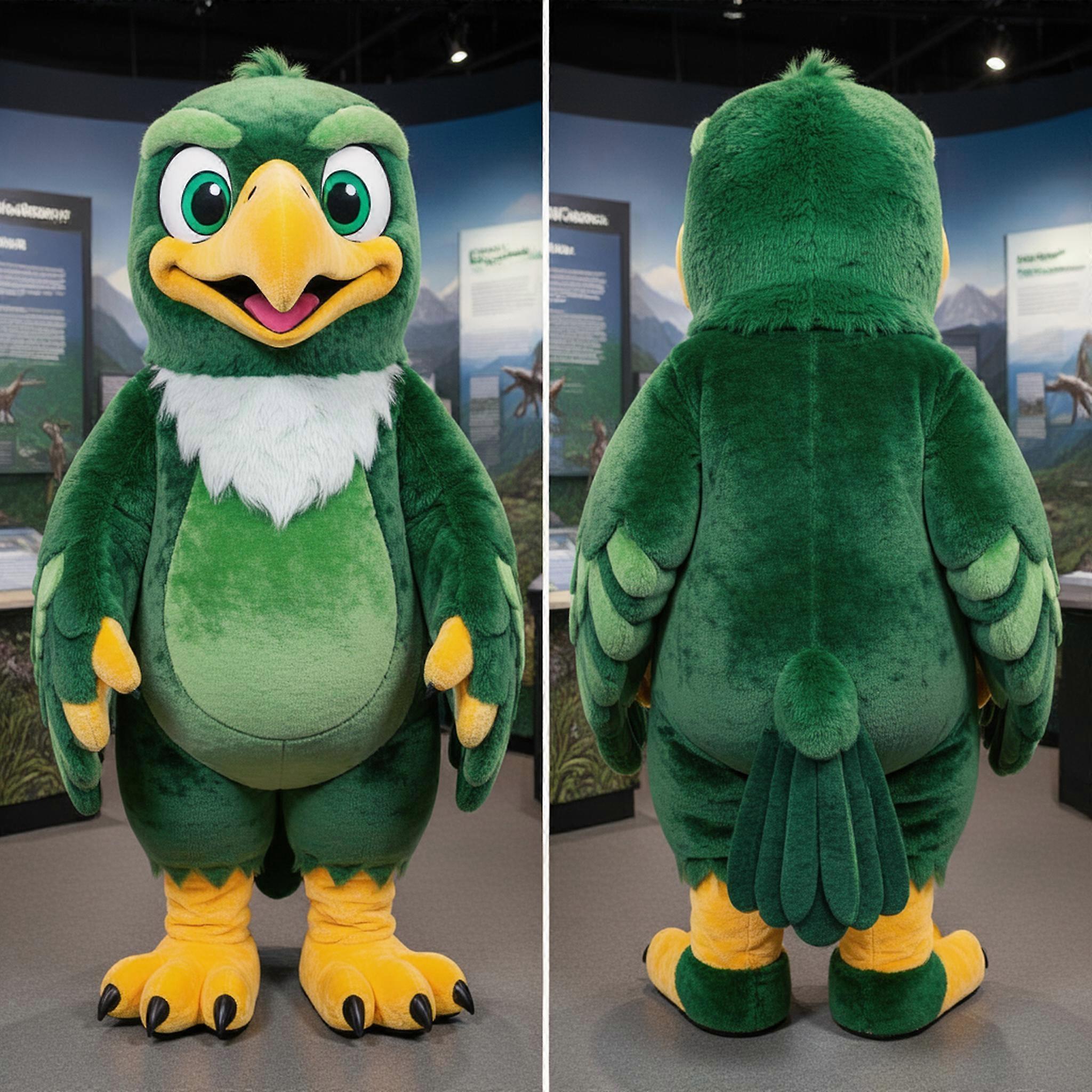 MASTICOT Forest Green Cartoon Haasts Eagle Mascot