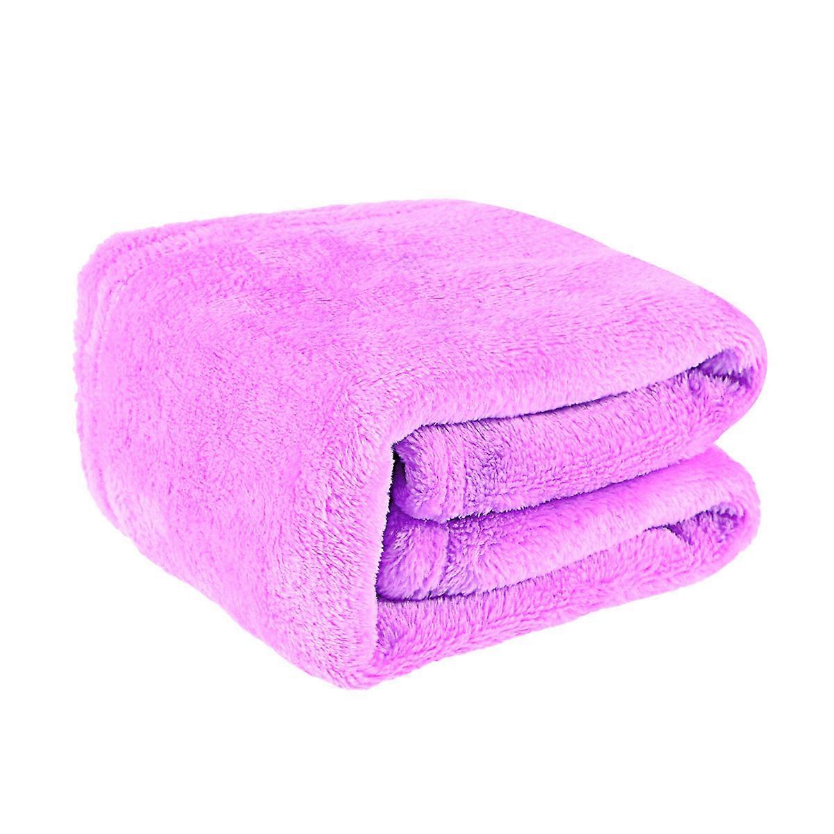 Fleece Pet Blanket Solid Color for Warming Use 2Pcs Lavender
