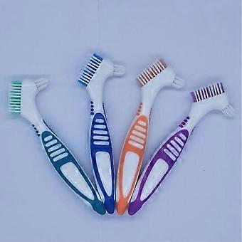 Denture Brush 4PCS Denture ToothbrushesCleaning Brush Double Sided Toothbrush with Multi-Layered Bristles and Rubber Anti-Slip Handle