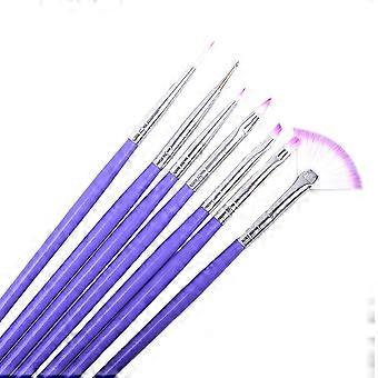7pcs Professional Nail Art Brush Set with Black Handle, Precision Detail Control and Easy Clean