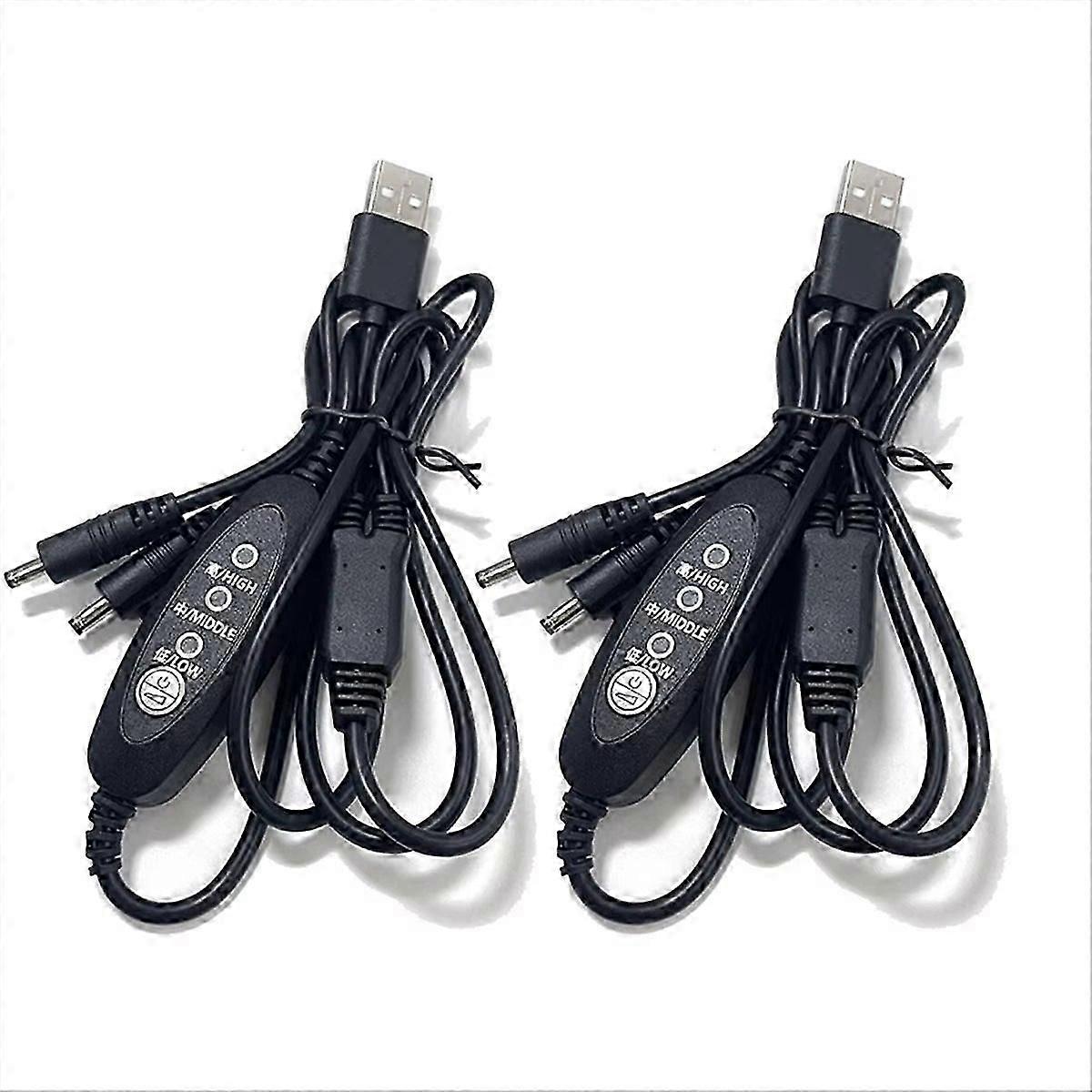 2PCS USB Fan Speed Controller Cooling Clothes Fan Cable