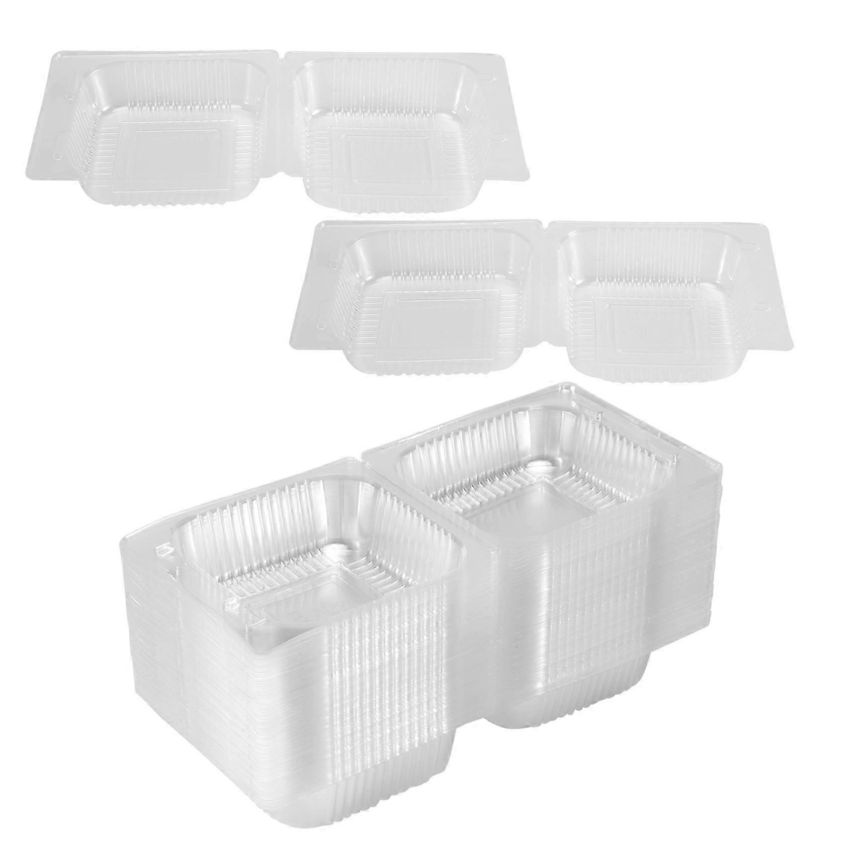 100Pcs Single Individual Cake Slice Boxes Dessert Containers Cheesecake Boxes Stackable Square Boxes Clear Food Boxes