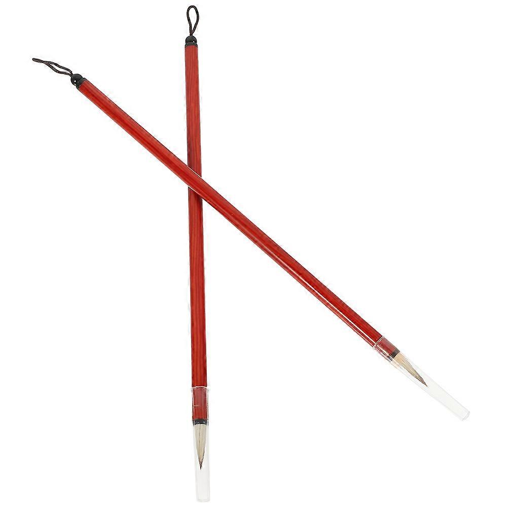 Chinese Calligraphy Brush for Writing Small Regular Script 2Pcs Bamboo