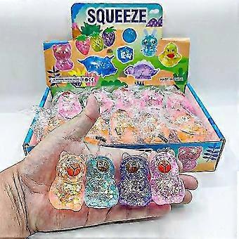 4-pack glitter capibara stressballen, willekeurige kleur, zachte glinsterende TPR knijpspeeltjes, schattig kawaii dieren sensorisch speelgoed, feestcadeautje voor kinderen