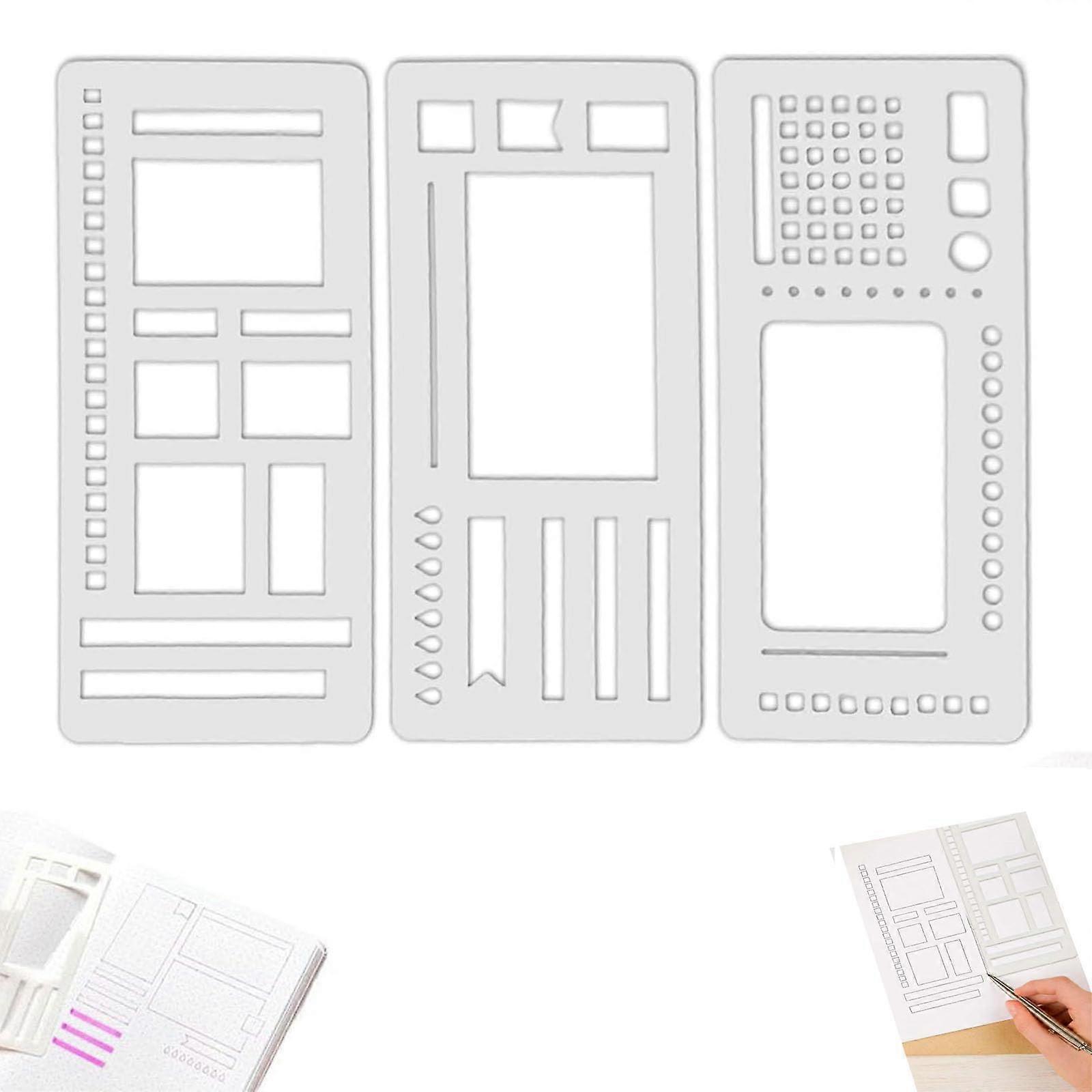 Planner Stencils Set 3Pack for Bullet Journaling, Reusable Flexible Templates with Quick Layout Setup