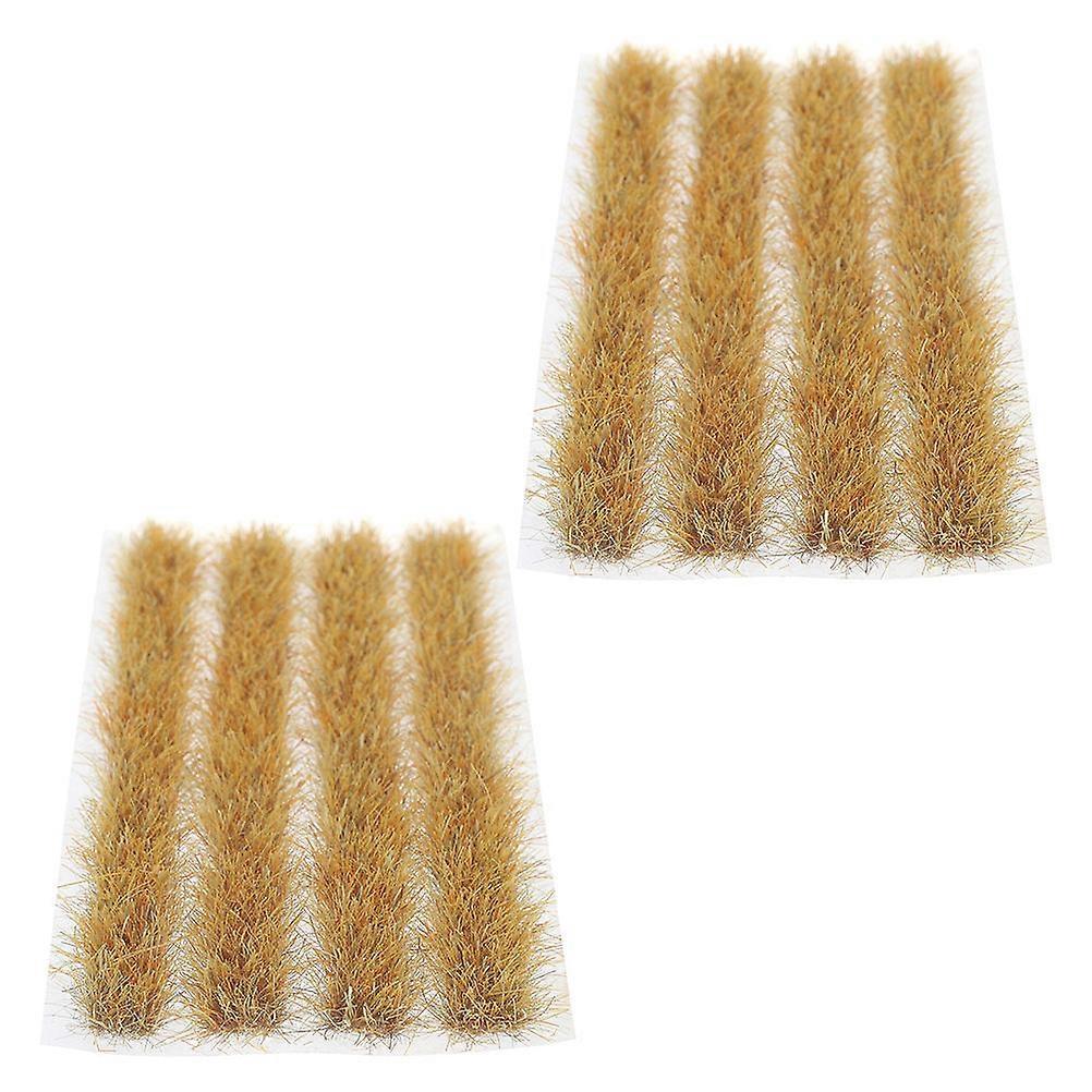 Artificial Grass Cluster Simulated Grass for DIY Decor 6Sets Plastic Brown