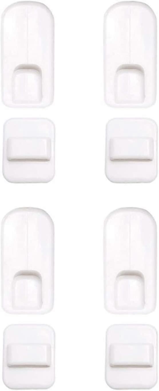 4 Pack White Plastic Wall Mount Sticky Hooks for Remote Control Holder Storage