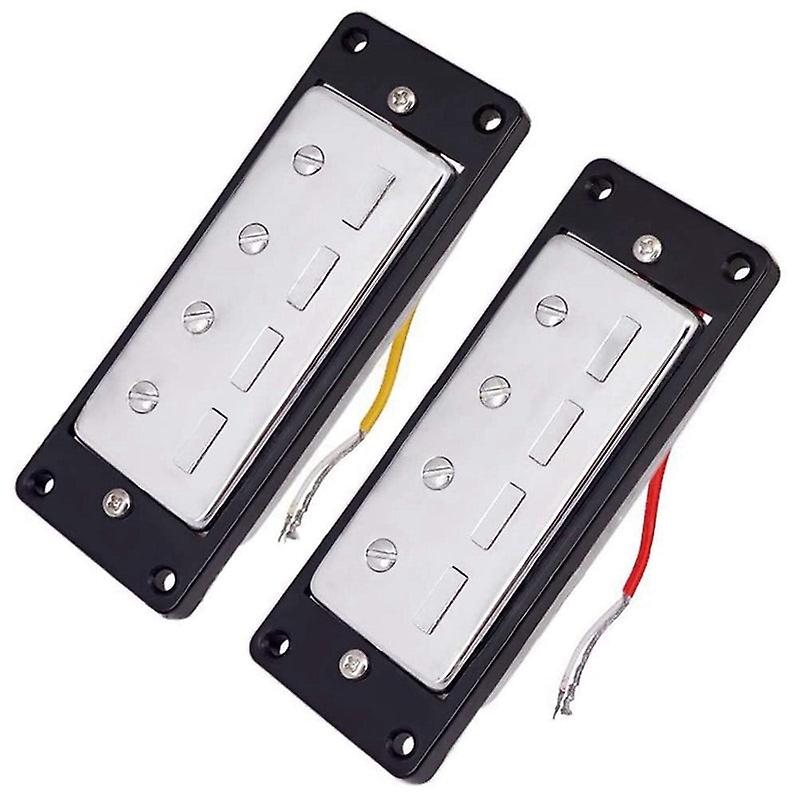 2Pcs Electric Guitar Humbucker Pickups Bridge Neck Set With Black Frame For 4 String Electric Bass Pickups