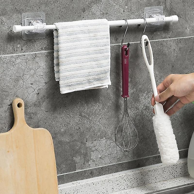 Bathroom Shower Curtain Rod Fixed Clip Bracket Hook Holder Hanger