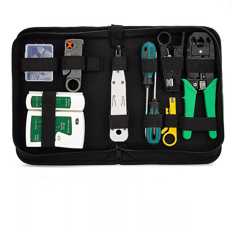 Network Tool Kit Combination Set Network Tester Set 11-piece Combination Net Clamp Repair Kit (1set, Multicolor)