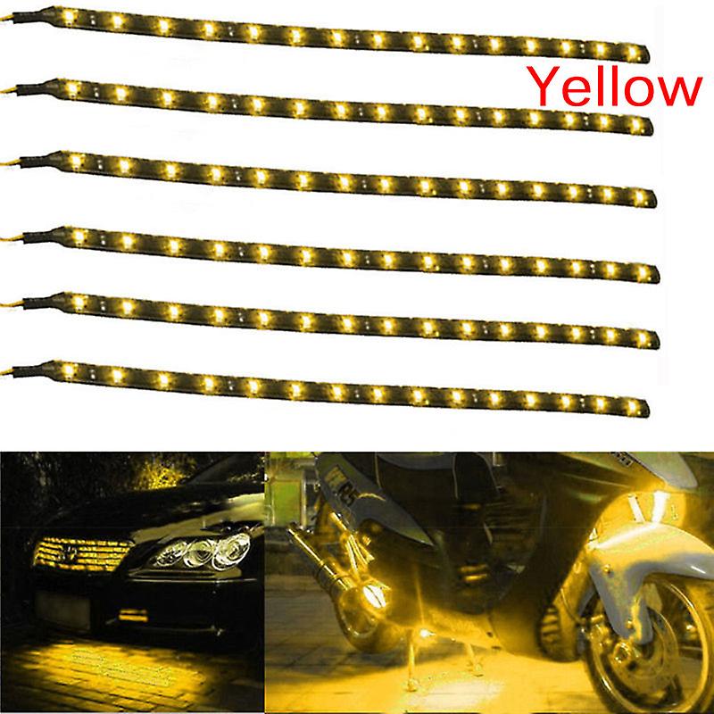 6PCS Flexible Waterproof 15 LED Strip Underbody Light Car Motor Lamp Tape 12V SHYTMV