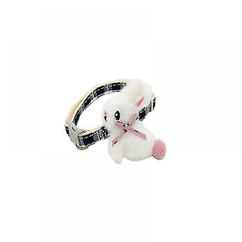 Cat Collar with Doll Bunny, Adjustable Pet Decorative Collar with ABS Buckle, Black and White