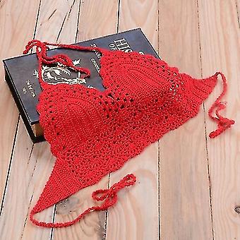red crochet bikini top