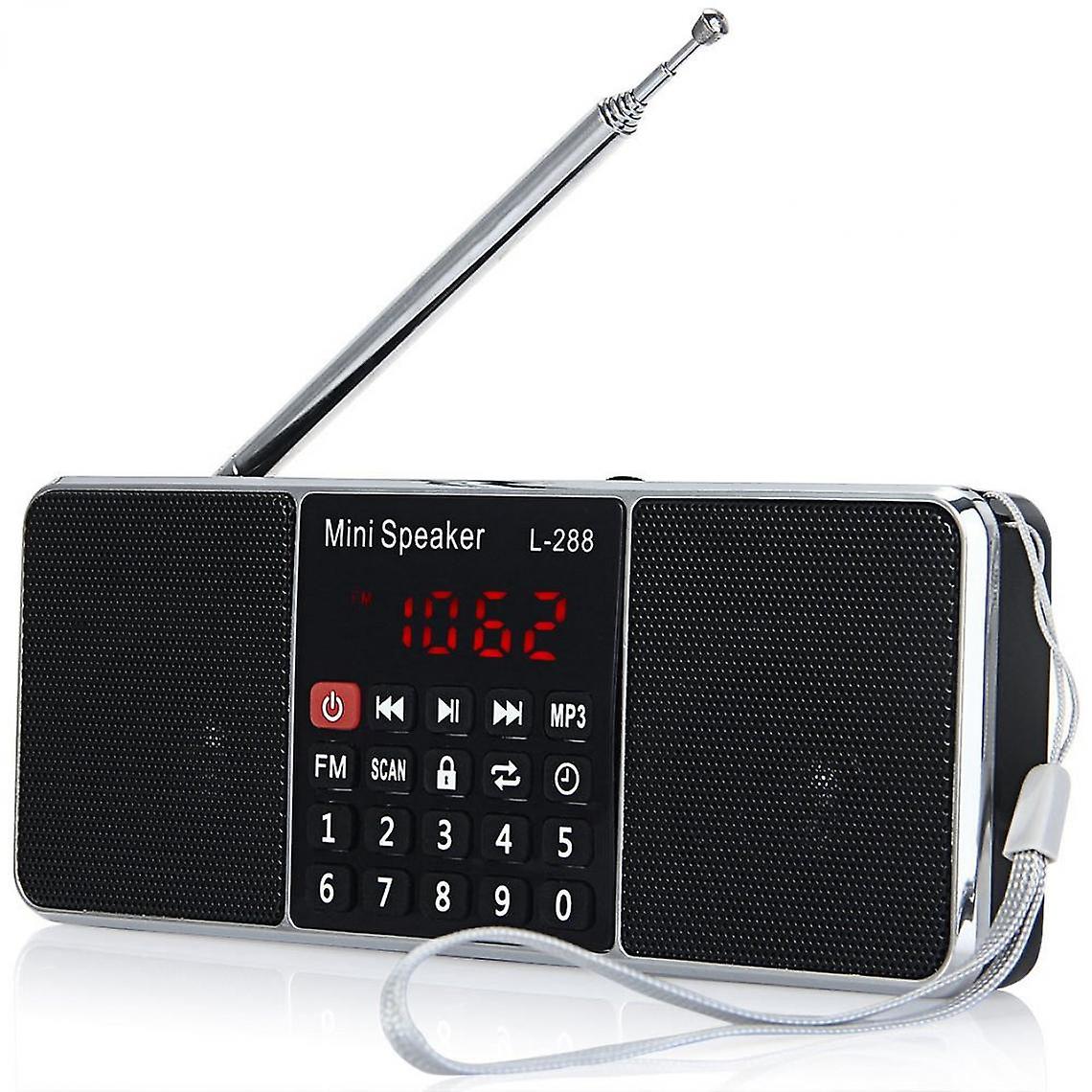 Mini Portable Rechargeable Am Stereo Speakers Lcd Display With Tf Card Holder Usb Disk Mp3 Music | Radio(black)