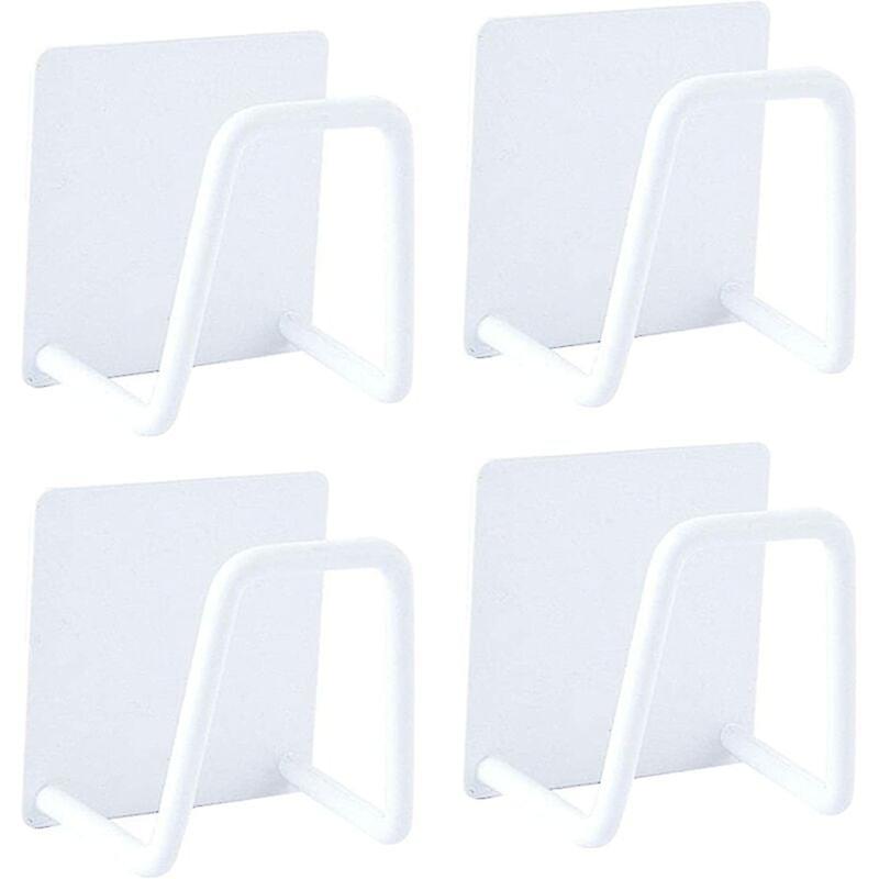 4pcs Self-adhesive Sponge Holder - Kitchen Sponge Holder - Sponge Holder - Kitchen Sink - Adhesive Hooks for Dishcloths, Pot Lids, Drain Plugs White