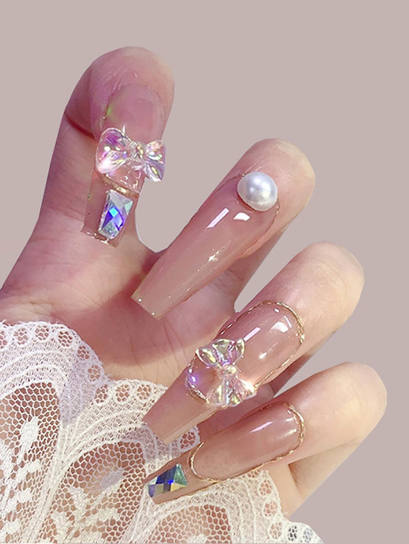 24pcs Glossy False Nails Easy To Use And Carry Suitable