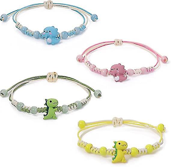4 Pieces Cartoon Dinosaur Bracelet Colored Lucky String Bracelet