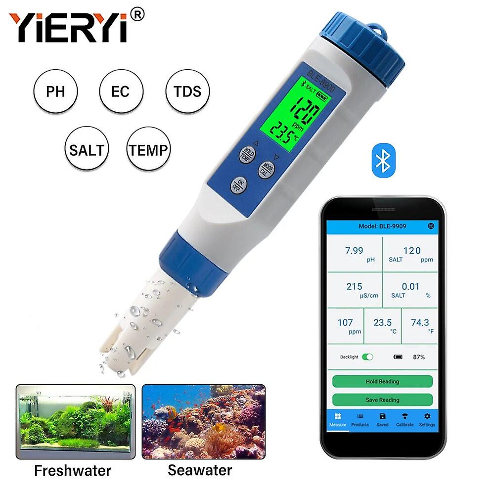 Digital Smart Bluetooth Seawater Salinity Meter Salt Tester Monitor For Aquariums Pool Fish Tank Seafood Aquaculture 0.1-200ppt