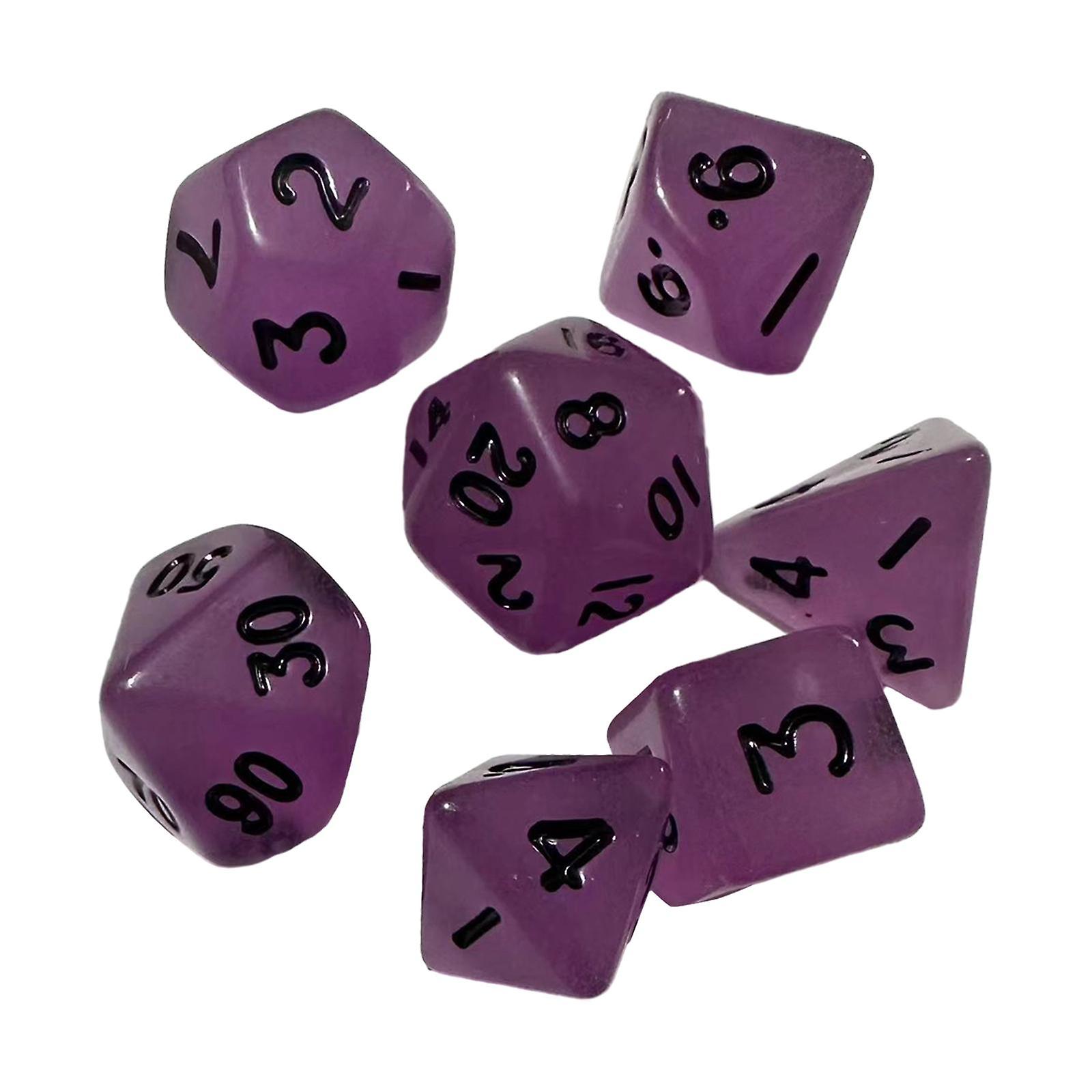 7Pcs Glowing Polyhedral Dices D4-d20 Multi Sided Dices for Role Playing Game Blue