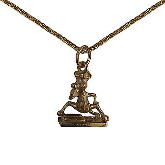 9ct Gold 15x14mm Mouse and Trap Pendant with a spiga Chain...