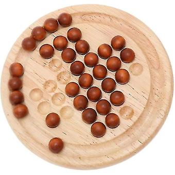 Houten Solitaire Bordspel Solitaire Schaken Houten Kraal Challenge Travel Board Game Fun Brain Teaser Suits Leisure Party Game (14x14cm)