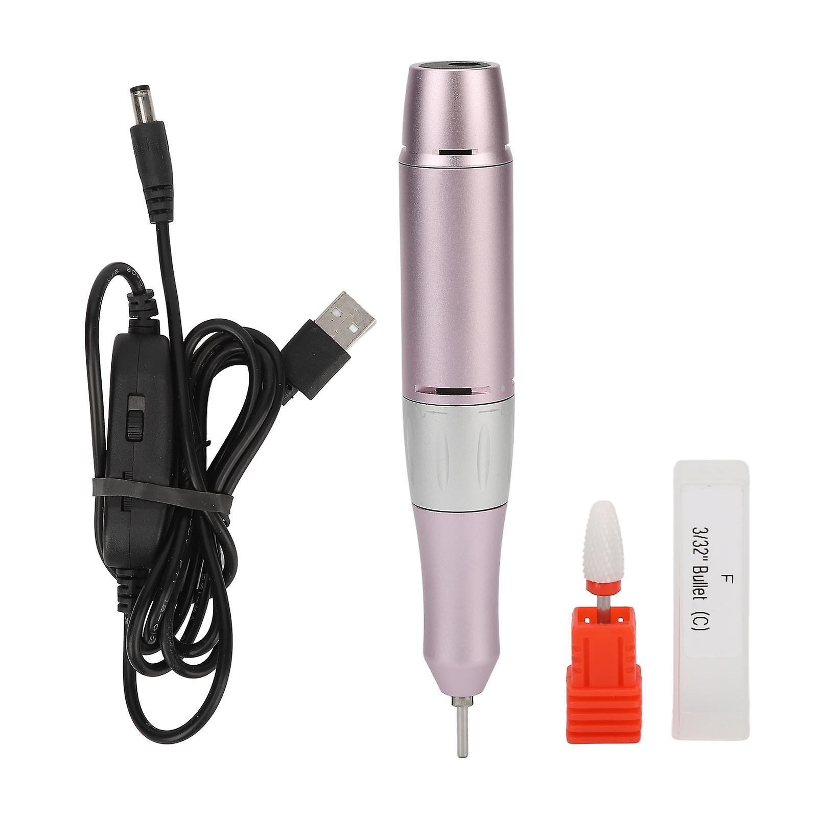 Handpiece for Nail Drill Machine Adjustable Speed 30000 rpm Portable USB Handle for Nail Polishing