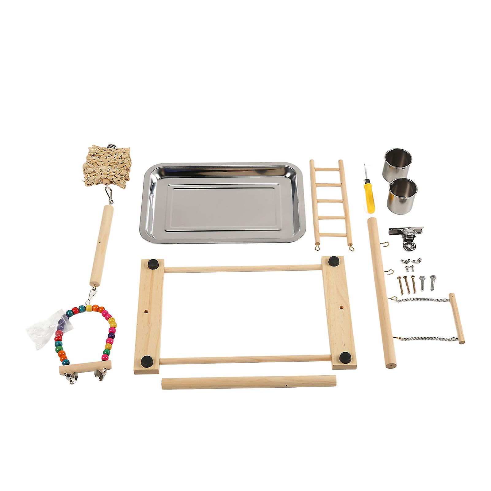 Bird Playground Safe Bite Proof Relieve Boredom Wood Parrot Playstand Stand for Birds Parrots