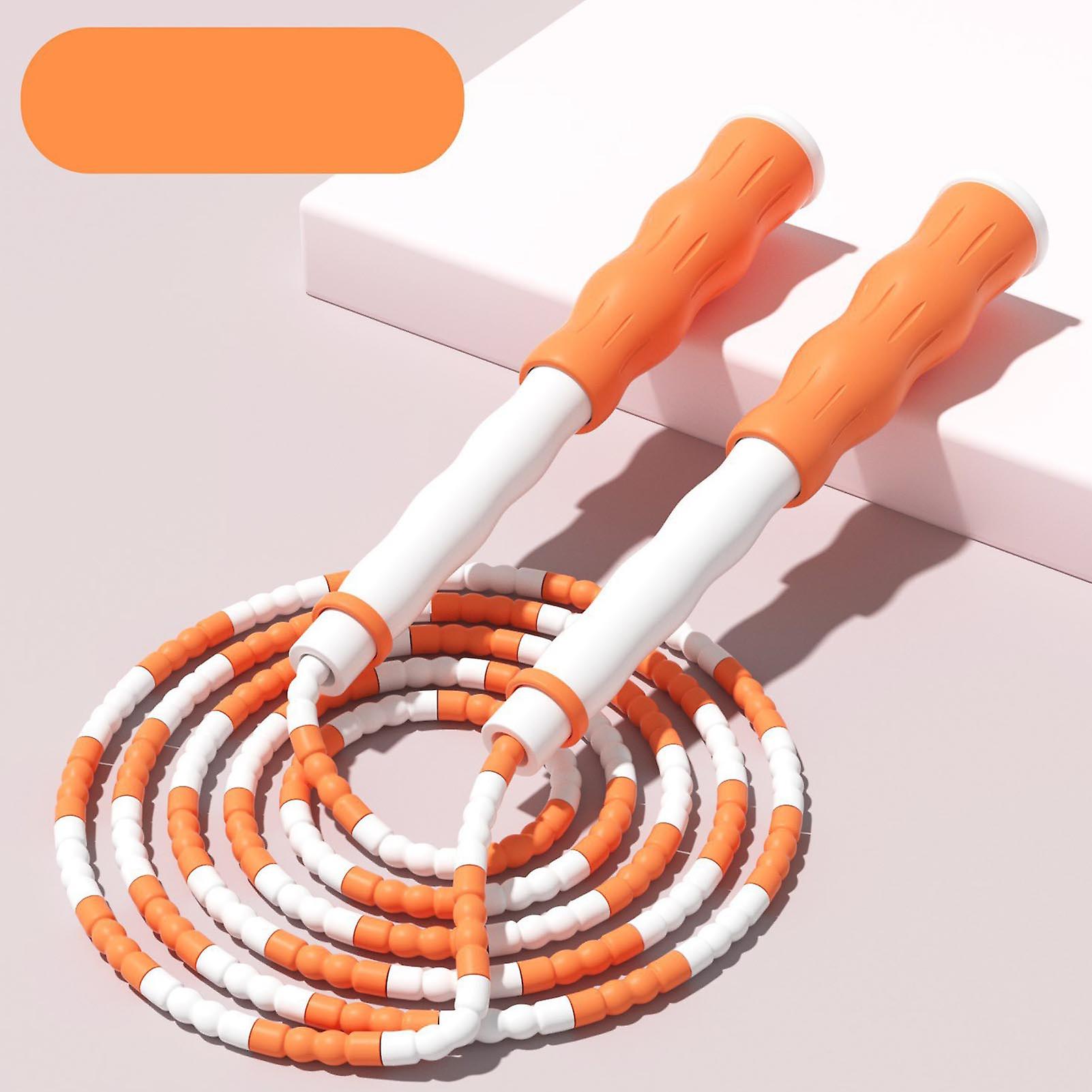 Segmented Jumping Rope Adjustable Untangled Beaded Flexible PP Plastic Jumping Rope for Kids Orange 