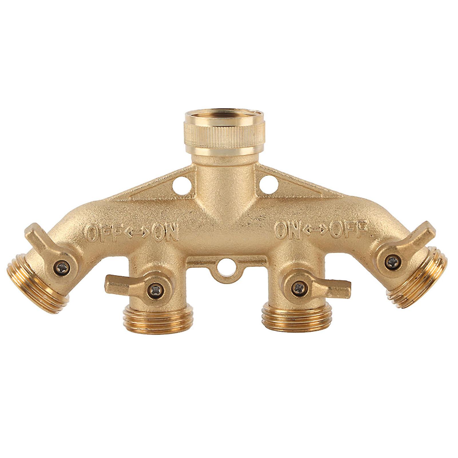 Brass Garden 4-Way Hose Splitter Faucet Splitter Ball Valve Water Faucet Valve Connector