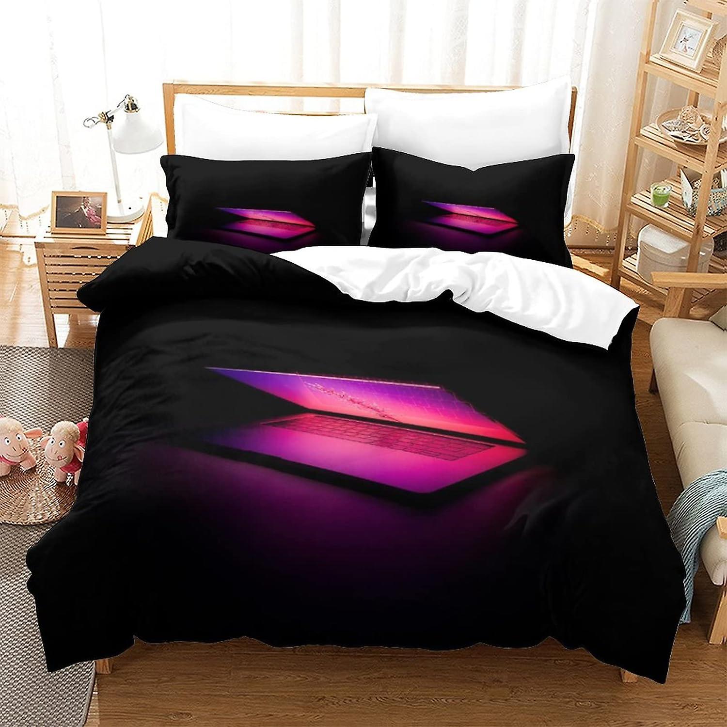 KNITII Laptop Keyboard Glow 3D Print Duvet Cover Set Single Print Duvet Bedding Set Bedding Set Soft Lightweight Microfiber Quilt Cover with Zipper Cl
