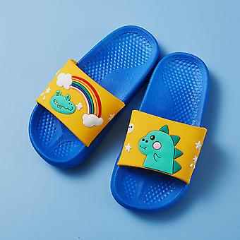 Veeki Boys and Girls Sandals Slippers Dinosaur Summer Non-slip Soft Swimming Pool Outdoor Beach Indoor Bathroom Bathing Shower ---- Royal BlueSize 24/