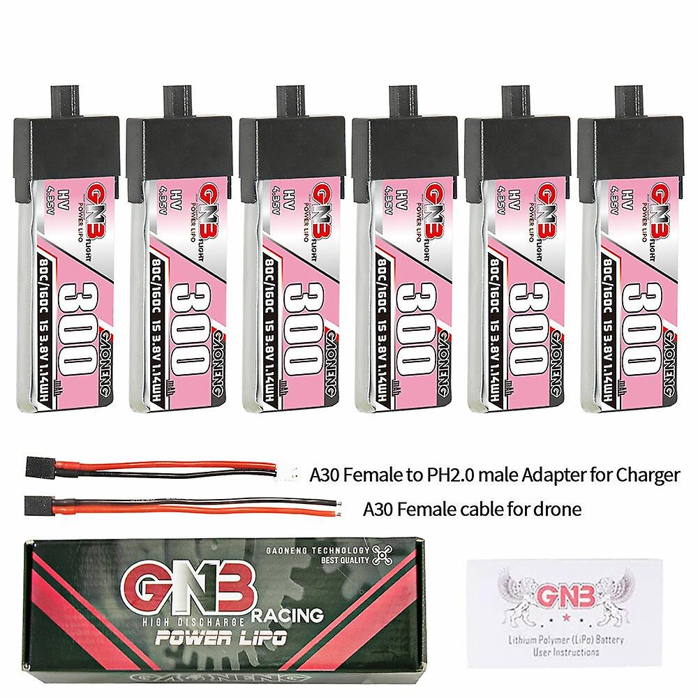 Gaoneng 3.8V 300mAh 80C 1S LiHV Battery A30 Plug With Adapter Cable for Emax Tinyhawk S BetaFPV Beta