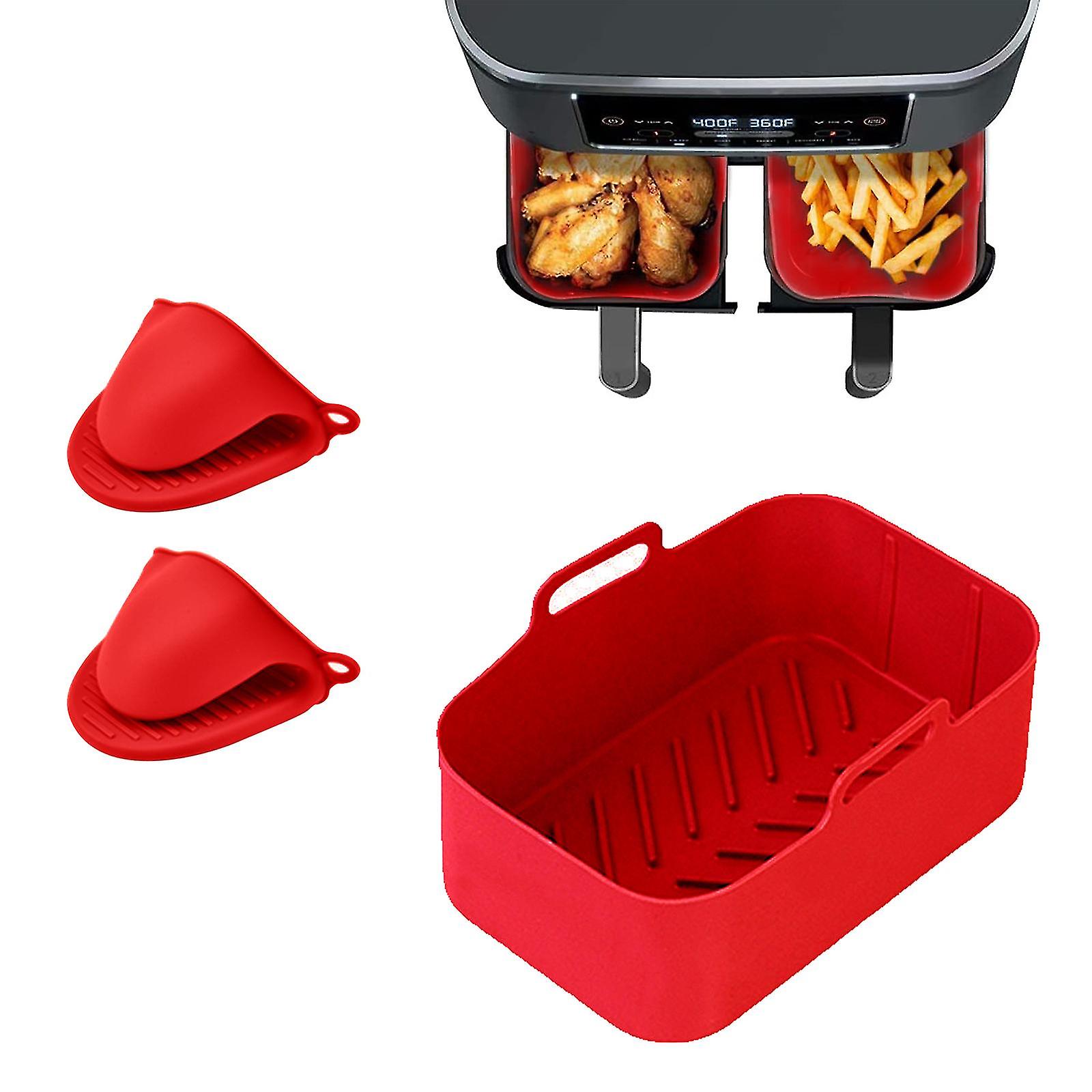 2024 Best Selling Silicone Air Fryer Pot with Handles - Reusable Dual Basket Accessories 4colors