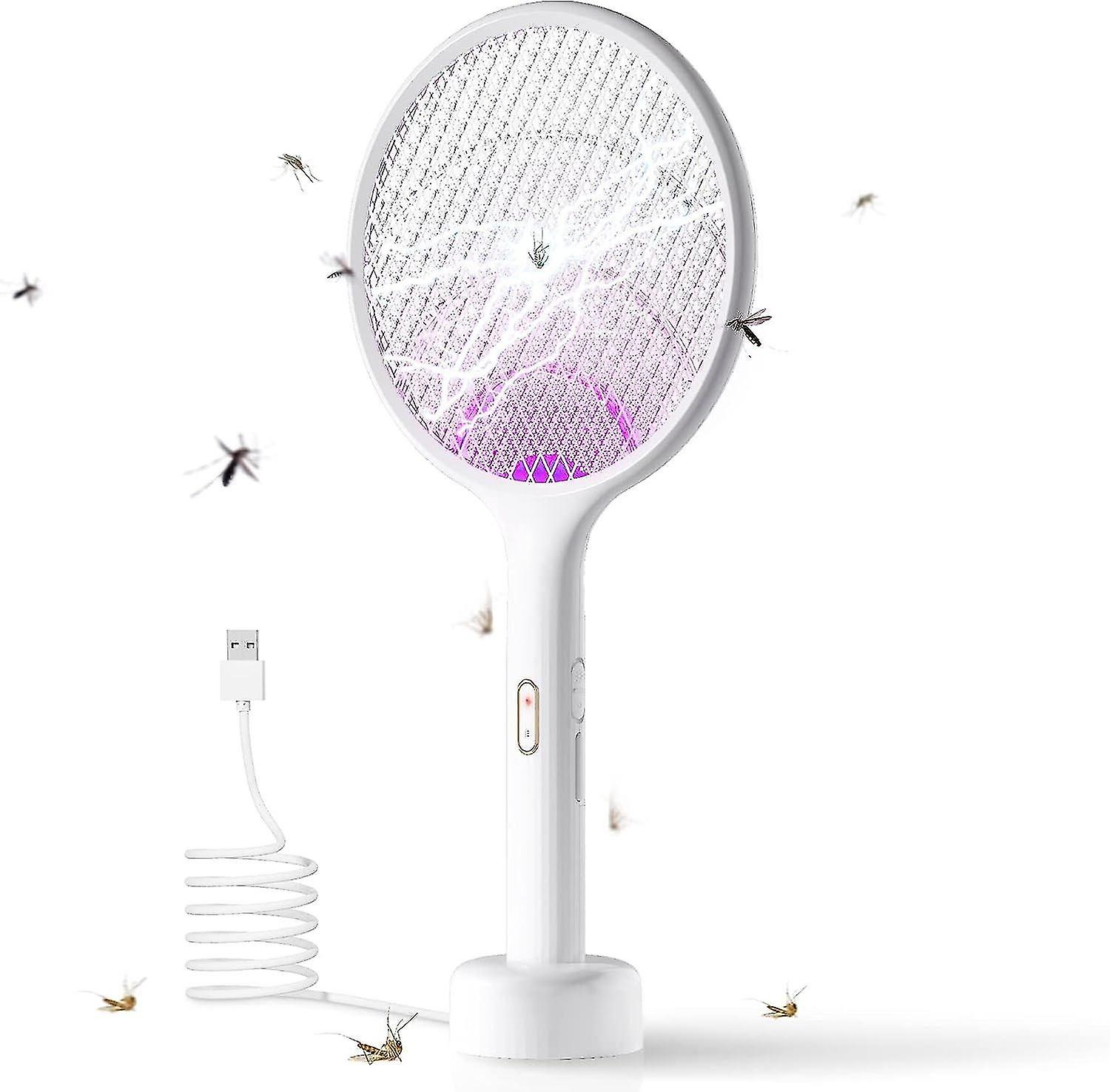 4000V Rechargeable Electric Mosquito Racket with Charging Base Against Mosquitoes Flies Flying Insec
